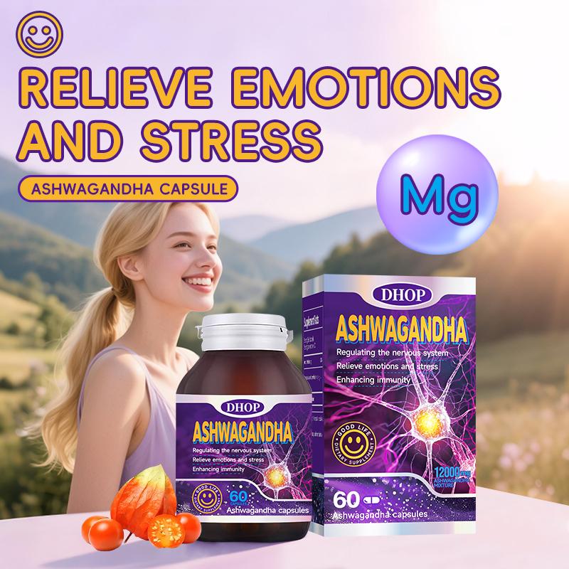 DHOP Premium Ashwagandha Capsules - 60 Count High Potency 5% Withanolides Extract for Nervous System Balance & Stress Relief