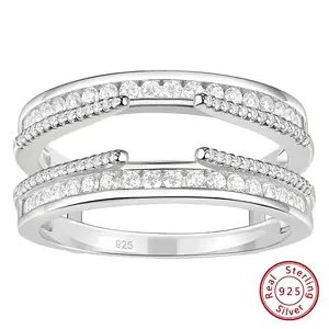 925 Sterling Silver Enhancer Rings for Women Luxury Wedding Band Engagement Ring High Grade Cubic Zircon Jewelry BR1166_BAND #Love Story
