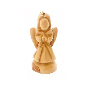 Mini Angel Christmas Ornament made from olive wood in the Holy Land - Home Religious décor -Perfect Angel Statue tree decoration 3.5″ X 1.6″