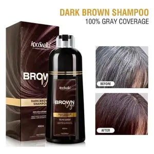 KooSwalla Brown Shampoo 400 ml (0.1 Fl Oz) Pack of 1 with 100% Gray Coverage for Natural Shade Change and Rich Cleansing Conditioner Haircare