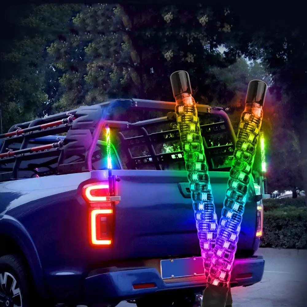LED Whip Light with Remote & APP Control, 12V RGB Chasing Lighted LED Antenna Whips, Suitable for UTV ATV Polaris RZR Can-Am SXS Truck, LED Lights Car, Car Decorative Light, Car Ambient Lighting, Car Light Embellishments, Car Accessories Lamp