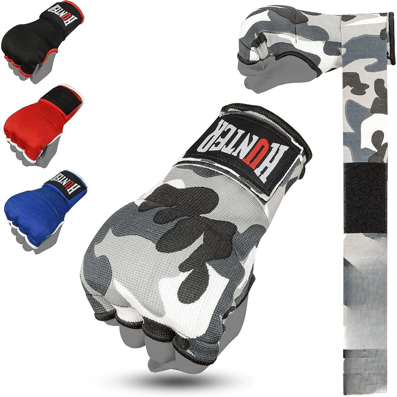 Gel Padded Inner Gloves with Hand Wraps for Boxing, Quick Elastic  Wraps for Men & Women, Muay Thai MMA Kickboxing Martial Arts Knuckle Wrist Protector (Pair)
