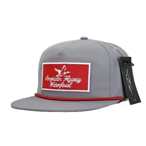 Throwback Vintage Rope Hat Grey with Patch and Red Rope Snapback American Classic Adjustable Authentic Canvas
