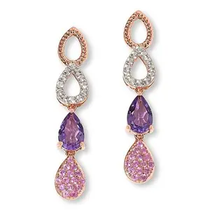 Colleen Lopez Sterling Silver Gemstone Multi-Pear Drop Earrings
