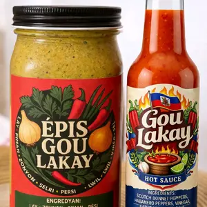 Gou Lakay Hot Sauce & Épis Gou Lakay Sauce - Haitian Style with Scotch Bonnet Peppers Habanero Peppers Vinegar & Garlic