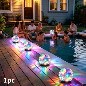 1pc Solar-Powered Multicolor Geometric Sphere Lawn Lights/Outdoor Glowing Color-Changing Handcrafted Assembled Spherical Lamps/Suitable for High-End Home Window Sills, Outdoor Garden Yard Lawn Poolside Party Gardening Decorative Lights Solar Patio Lights