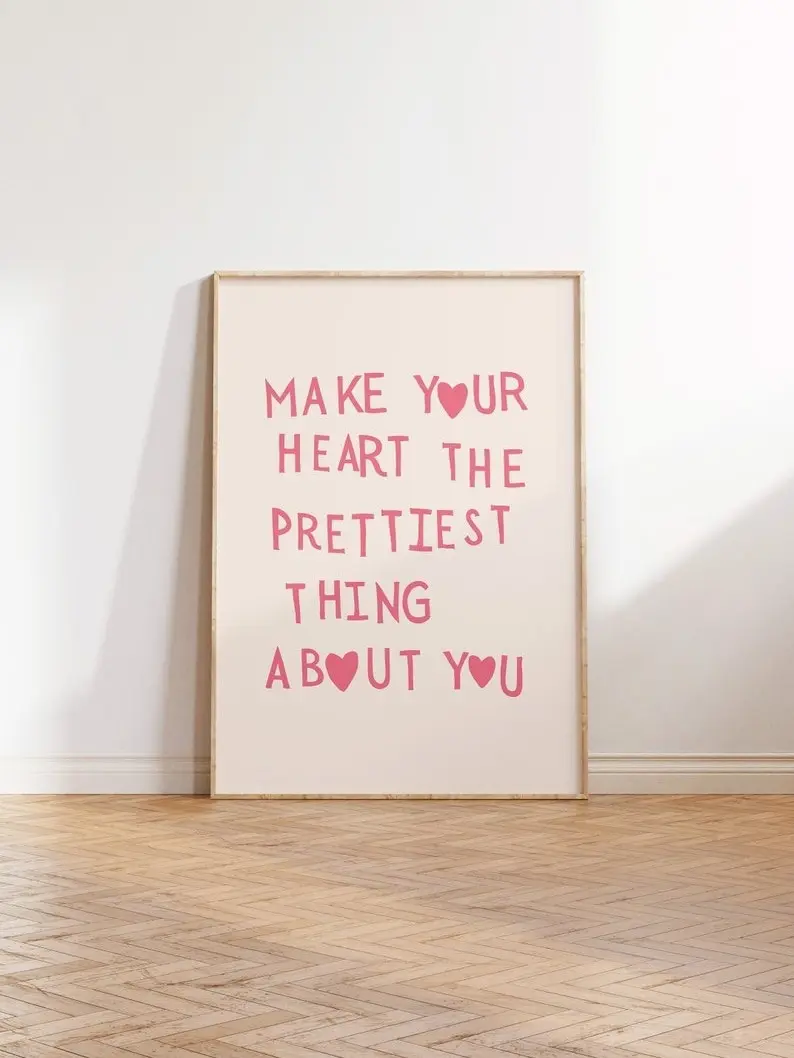 Heart Quote Print Minimalist Heart Poster Aesthetic Living Room Art Wall Decor Love Feminine Art Print Feminine Art Gift Hanging