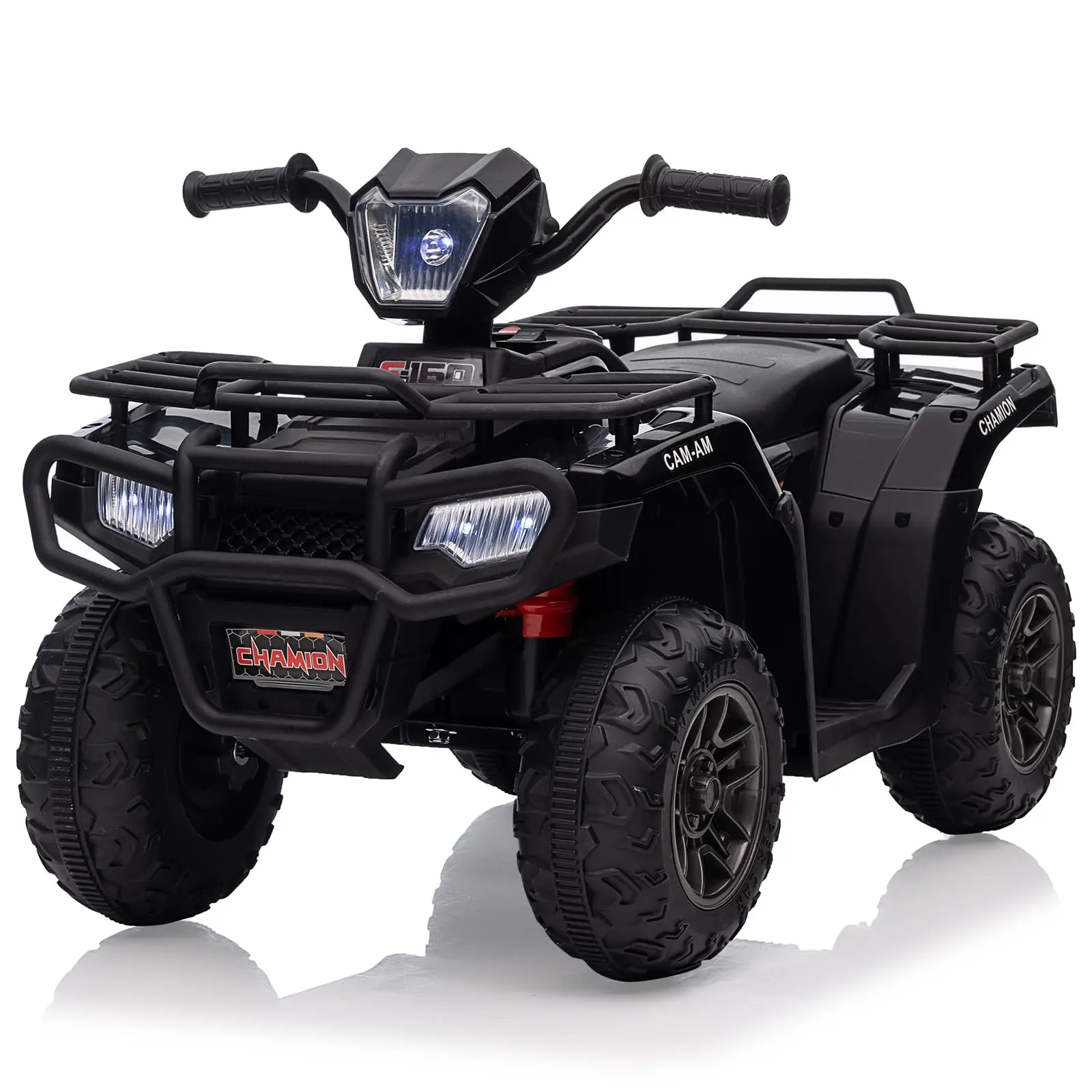 GAOMON Black Kids Ride On ATV, 12V Battery-Operated Car for 37Months+, Dual Speed Adjustment 1.5-2.2mph, One Button Start，LED Light，Music, USB for Toddlers