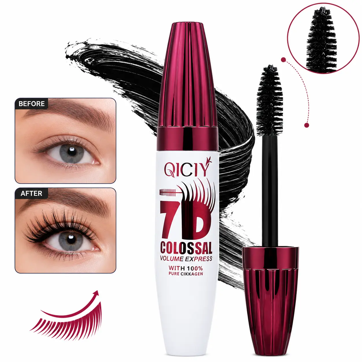 Volumizing Lengthening Waterproof Mascara - No Clump, Long-Lasting, Curling Eye Makeup for Sensitive Eyes, Ideal Party Gift (Festive & Party Supplies)