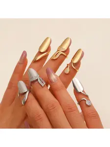 Luxury Zircon Nail Tip Rings for Women, Detachable Nail Art Rings, Niche High-End Style