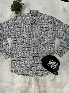 American West  Black Printed Long Sleeve shirt-145