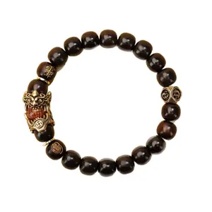 Exquisite High Quality Premium Lightning-Struck Wood Bracelet with Auspicious Beast, Golden Light Mantra, Thunder Energy, Fortune Boost, Golden Light Protection, Wealth-Lock Black Onyx, Exquisite Bracelet, High Quality Bracelet summerwins Anklet