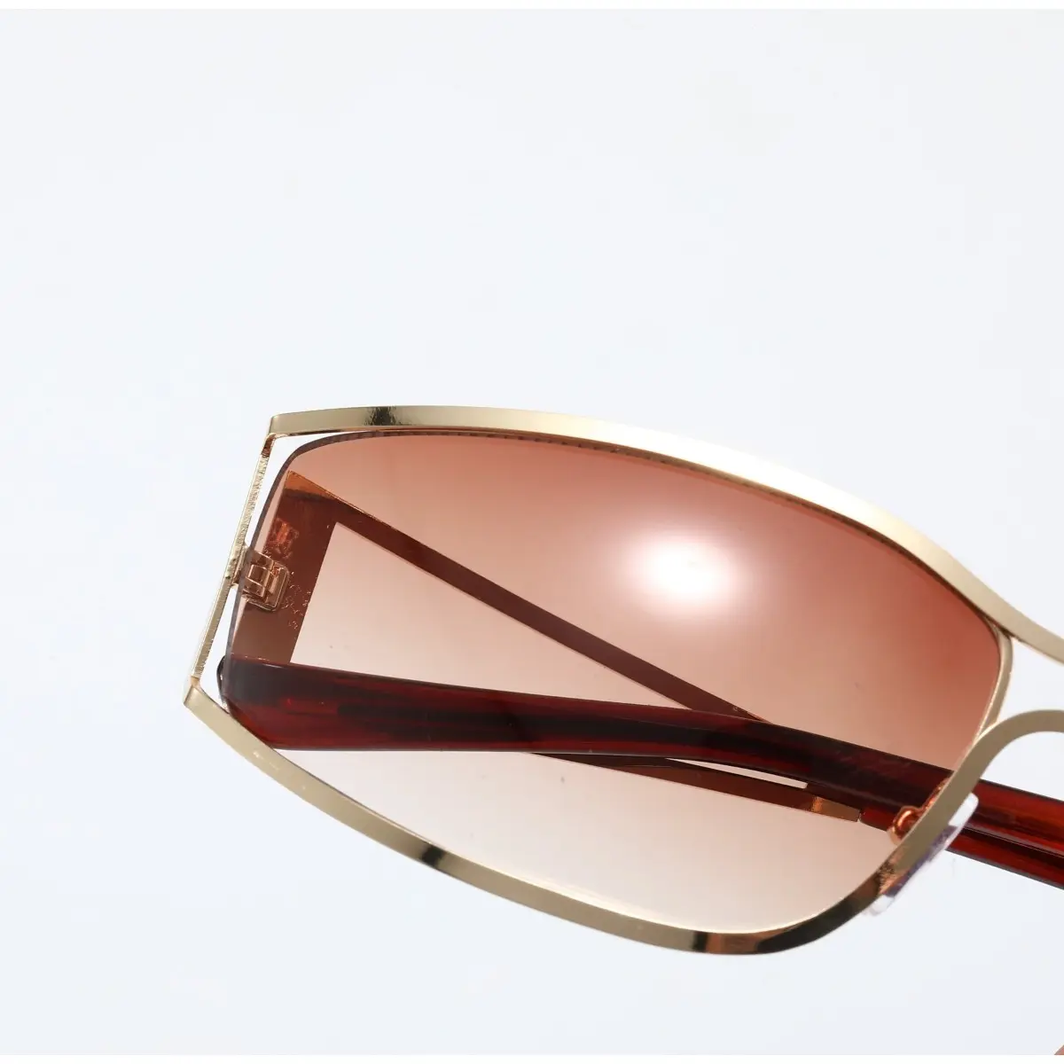 Vintage Y2K Rectangular Wrap Around Sunglasses Non-Polarized Metal Frame Y2K Sunglasses for Women Men Aesthetics 2000s Outfit  main image 2