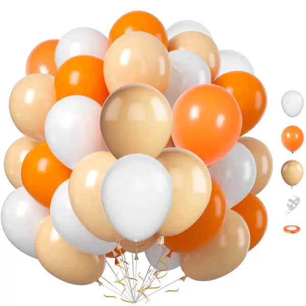 60PCS 12 Inch Orange Apricot White Latex Balloons, Boho Balloon Garland Kit for Birthday Party, Baby Shower, Wedding, Bridal Shower, Engagement, Gender Reveal & Graduation Decorations