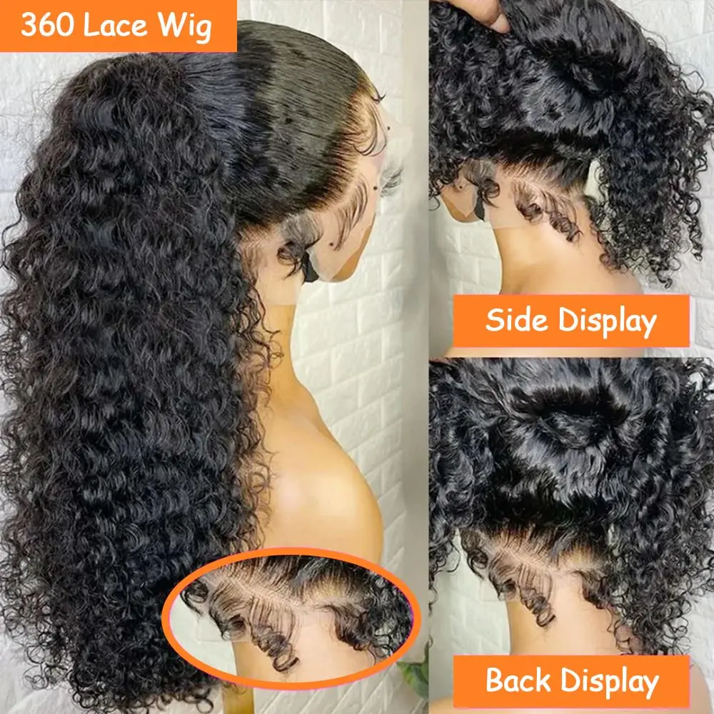 360 Lace Front Wig Human Hair Deep Wave Glueless Hidden Strap Pre Plucked Pre Amazon.com : Hidden Strap 360 Full Lace Front Wigs Human  main image 3