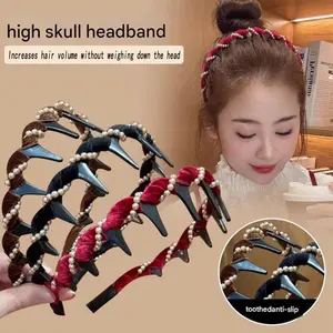 Vintage High Cranium Artificial Pearl Hairband Bridal Hair Hoop Rhinestones Hair Accessories for Weddings & Special Occasions Buy 1 Get 2 Free Zig Zag Headbands Knotted Headband