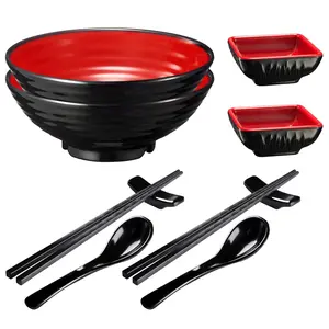 2 Set Unbreakable Ramen Bowl Set with Chopsticks and Spoon,Ideal for Asian Pho Soup Thai Miso Udon Wonton,Home,Outdoor Camping,BBQ,Hand Tools Kits