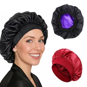 VOSILK 2PS Silk Bonnet for Sleeping Double Layer Satin Bonnet Adjustable Bonnets for Black Women Sleep Cap Reversible Hair Bonnet for Curly Hair