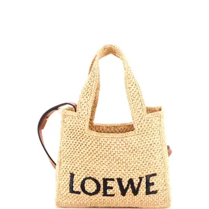 Pre-owned Loewe Raffia Tote Bags REBAG Paula's Ibiza Logo Convertible Tote Mini by Rebag