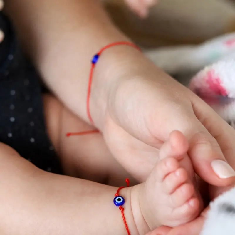 Set Mamá y Bebé – Pulsera para Mamá y Tobillera para Bebé con Ojo Turco