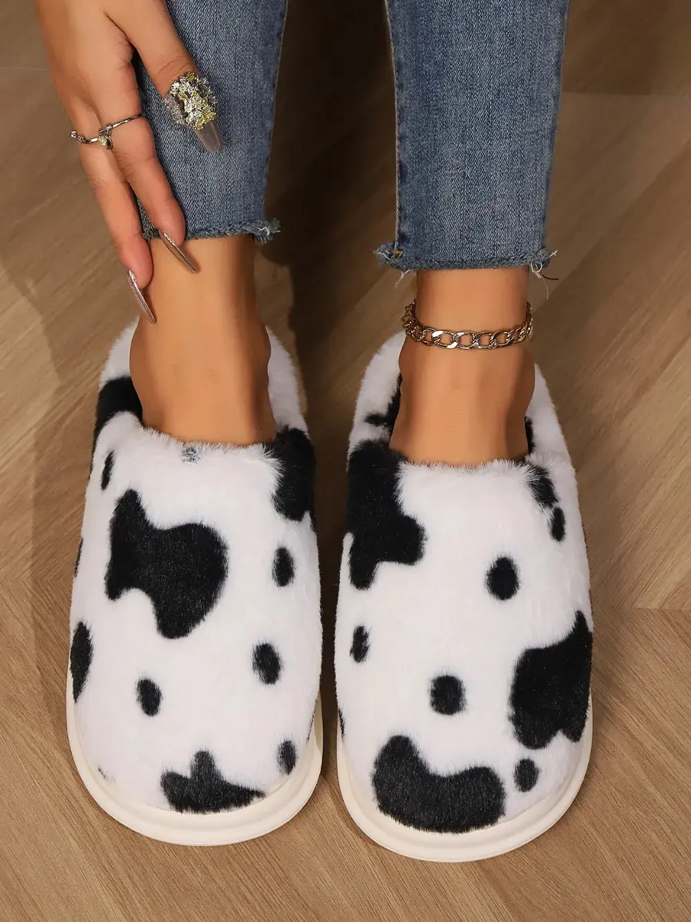 "Moo Moo"  Faux Fur Slippers