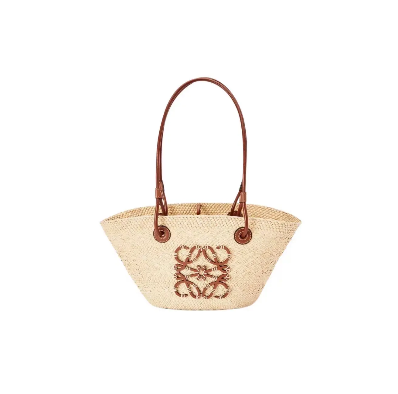 Pre-owned Loewe Small Anagram Basket Bag, Brown Straw 2604413M