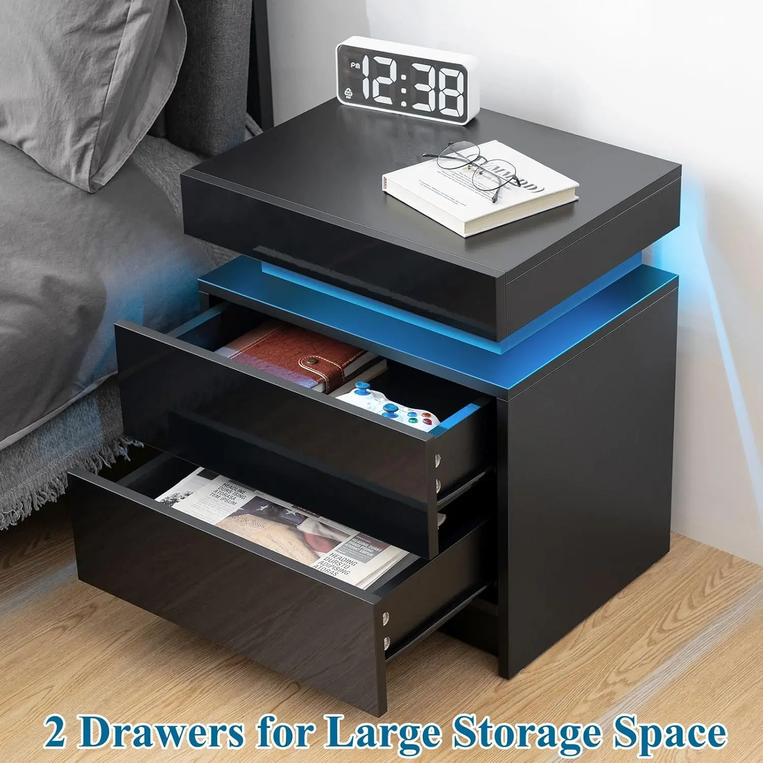 Black with 2 Drawers without charing station