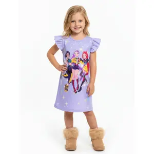 SHUJUAN Girls K-Pop Hunter Theme Fashion Dress, Graphic Print Dress, Pop Singer Pattern Game, Casual New Trend Clothing, Birthday Gift, Ages 4-12