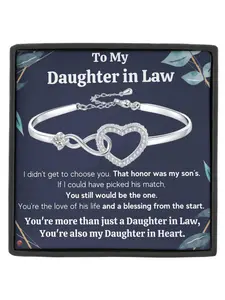 To My Daughter in Law Bracelet Infinity Heart CZ Bangle Bracelet Birthday Gift,Christmas Gift, Elegant Jewelry Bracelet