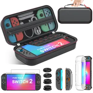 ESYWEN Spican Switch 2 Accessories 4 in 1 Bundle Kit, Switch Carrying Case Compatible with Nintendo Switch 2 (2025)/Switch/Switch Oled, Split-Clear Protective CoverX1 & Screen ProtectorsX2 & Grip CapsX4 for Switch 2