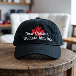 Dear Canada We Hate Him Too Hat, Anti Trump Dad Hat, Political Protest Embroidered Cap, Embroidered Canadian Hat