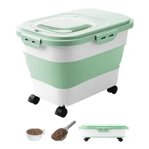 20-23 lbs Collapsible Dog Food Storage Container with Casters, Scoop, and Travel Bowl - Keeps Food Fresh and Easy to Move