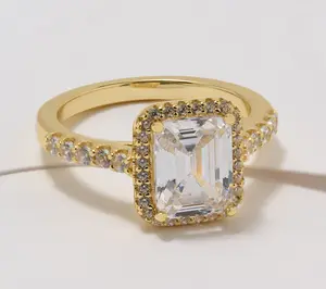 Diamonique Classics Emerald Halo Ring, Sterling Silver