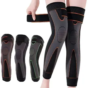 Unisex Multi-Size Nylon Knit Knee Brace Pad - High-Elasticity, Extended-Length, Breathable Support Sleeve with Artemisia Warmth, Adjustable Compression Strap for Sports and Joint Pain Relief