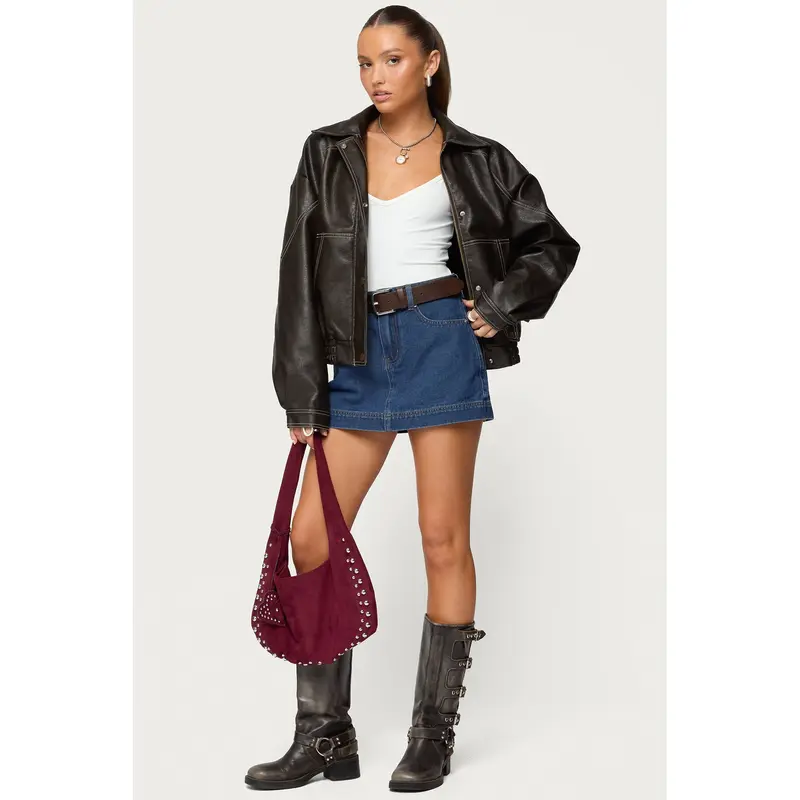 Felica High Rise Denim Mini Skort