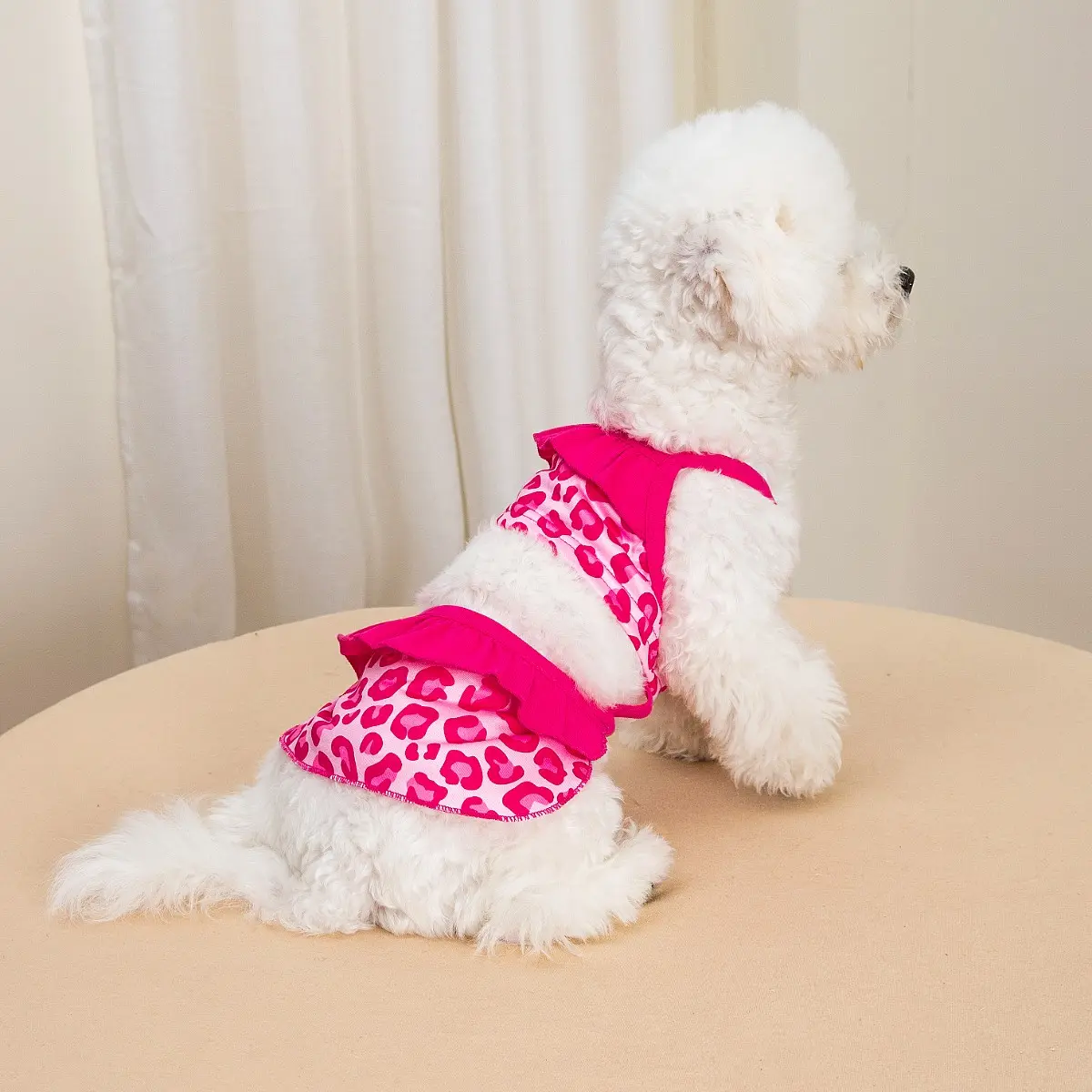 Comfortable Cute Pet Clothing for Small Dogs & Cats, Puppy Clothes, Printed Leopard Pattern Poodle Dog Pajamas, Fabric Material, No Ca Prop 65 Warning