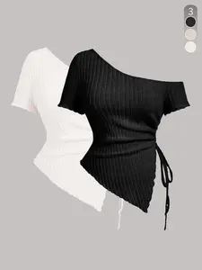 Women's Solid Color Ribbed Tank Top, Casual Sleeveless Top for Summer, Ladies Clothes for Daily Wear, Gamis