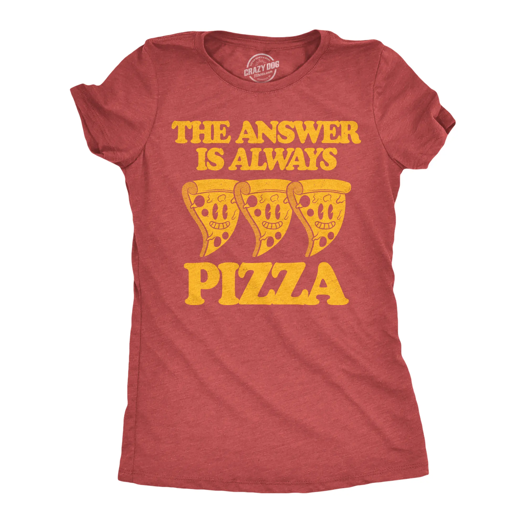Womens Funny T Shirts The Answer Is Always Pizza Sarcastic Graphic Novelty Tee for Ladies Funny Womens T Shirts Cute Vintage Fashion Casual Ladies T-Shirt Gift Sarcastic Tops for Women Funny Food Top Women's Red -