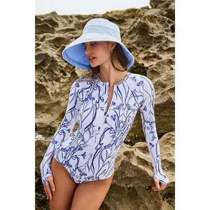 Women's Escalante Long Sleeve Swimsuit | White Iris Dusk