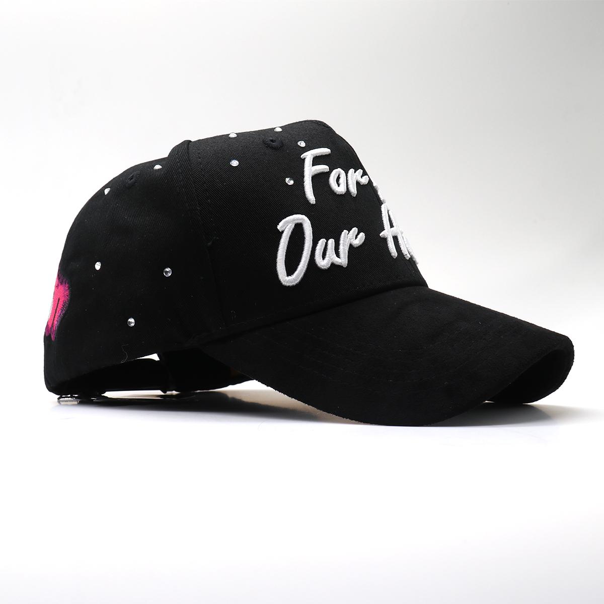 Hip Hop Inspired Black Cap with 3D Letter & Hand Embroidery, Ideal for Urban Outfits & Edgy Ensembles