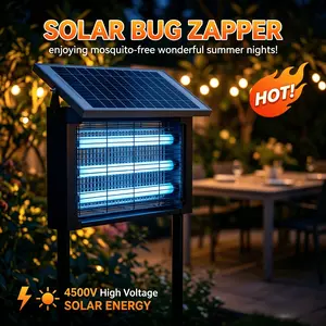 Solar Powered Outdoor Bug Zapper Light, 3 LED Tubes, Standing/Hanging, Cordless Waterproof USB Rechargeable Backyard/Patio Pest Control Lamp