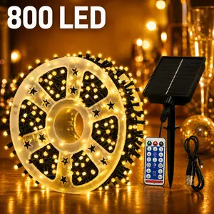 800 LED Solar Warm White String Lights, 334.6FT Outdoor Fairy Lights with Remote, Waterproof Soft White Lights for Patio, Backyard, Garden, Porch & Christmas Decor