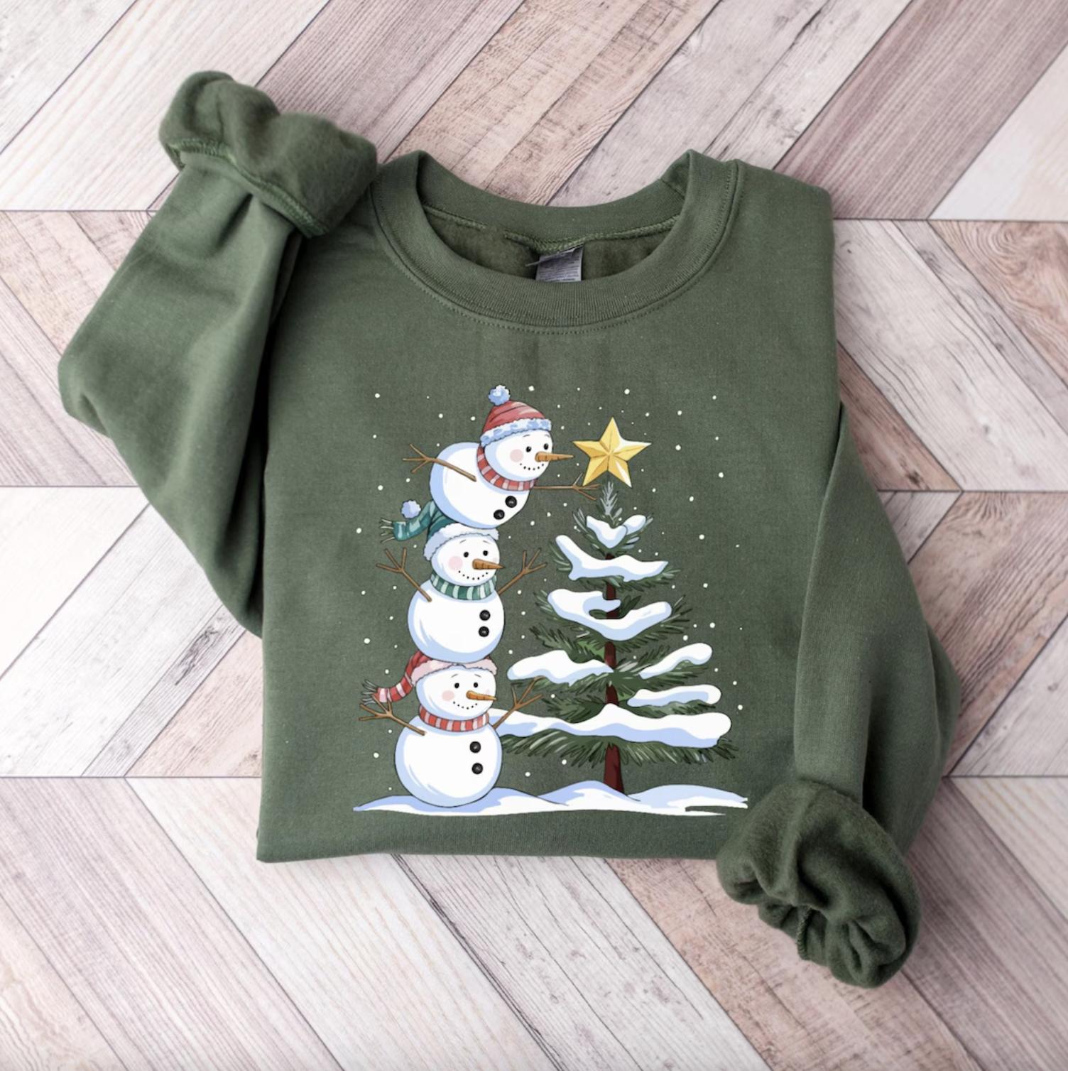 Cute Christmas Snowman Sweatshirt, Christmas Snowman Shirt, Let it Snow Tee, Watercolor Winter Hoodie, Holiday Vibes Sweater, Xmas Gift For Her Him