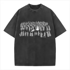 Unisex Vintage "Jesus Heals The Paralytic" Biblical T-Shirt Mineral Wash Silhouette Design Oversized Christian Faith Streetwear Tee