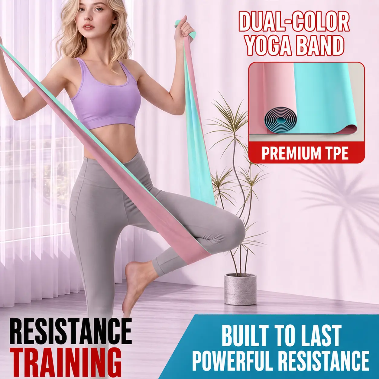 Dual-Color Thick Elastic Resistance Band, Athletic Training Gear, Inner Thigh & Core Workout Tool, for Home & Travel Fitness Suitable for All Users, Athletic Training Resistance Bands, Inner Thigh And Core Workout Resistance Bands