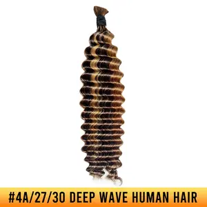 Ygwigs #4A/27/30 Piano Color Bulk Hair for Braiding Deep Wave Body Wave