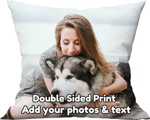 Personalised Cushion (40x40cm) Double-Sided Printing. Custom Pillow with Image/Text, DIY Pet Photo Pillow, Wedding Keepsake, Birthday Gift