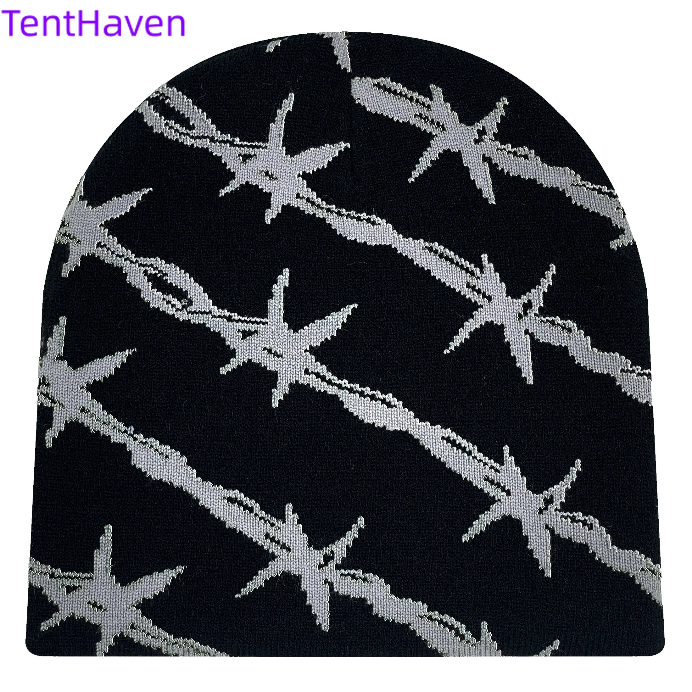 Jacquard Knitted Beanie, Unisex Casual Cotton Winter Hat for Adults, Double-Layer Windproof Design for Outdoor Warmth Boost, Knitted Winter Hat, Daily, Female