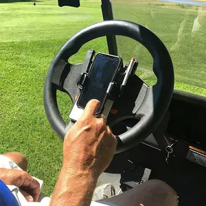 Golf Cart Steering Wheel Phone Mount Flip-Up Cell Phone Holder for Club Car with Secure Grip and Easy Access Smartphone