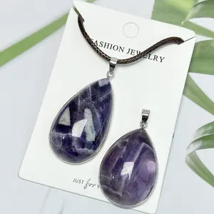 1count Dream Amethyst Pendant Energy Healing Gemstone Purple Crystal Necklace Couple Jewelry